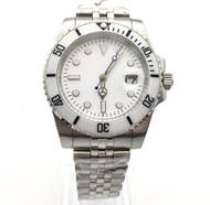 40MM White Dial Date Luminous Automatic Watch Men's Watch Ceramic Bezel Mechanical Clock Silver Jubilee Strap