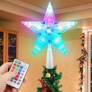 7 Inch LED Christmas Tree Top Star with Remote Control, 5 Point Star RGB Night Light Tree Top Decora