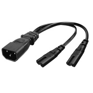 ✪ 32cm/1ft IEC320 C14 to IEC320 C7 + C7 Power Cord 1 in 2 Out Y-splitter Adapter Cable Extension Lin