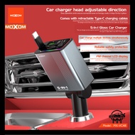 MOXOM MX-VC48 5-In-1 Gloss Car Charger BUILD IN TYPE C CABLE & DUAL PORT FM TRANSMISSION LCD DISPLAY