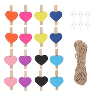 50Pcs 3x0.3cm Colorful Heart Shape Clips Wedding Small Wooden Clips Photo Clips Support Wholesale