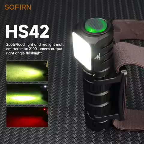 Sofirn HS42 Headlamp SST40 18650 Rechargeable Torch 2100lm 6 LEDs with Red Light Spotlight Floodligh