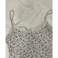Olivia Top | Áo Hai Dây Croptop Hoa Nhí Màu Xanh Phối Ren Đính Nơ Áo Thun 2 Dây Nữ Tính Ngọt Ngào Pe