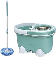 Green Spin Mop, Stainless Steel Spinning Mop and Bucket With Wringer Home Cleaning Kit for Hardwood Floors and Tiles Decoration