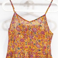 木刻印純棉洋裝 印度棉有機棉背心洋裝 手工蓋印吊帶洋裝-花朵風