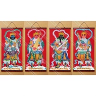 Set of 4 paintings of the Four Great Heavenly Kings with wooden braces 40x80cm wall hanging made of 