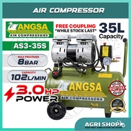 ANGSA 35 Litre Oilless Silent Electric Air Compressor AS3-35S 3HP 35L Litre & AS3-60S 3HP 60L Litre