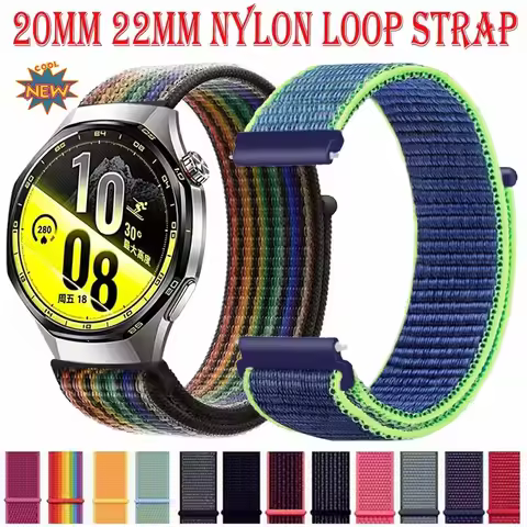 20/22mm Nylon Loop Strap for Huawei Watch GT7-6-5-4/GT7-6-5 Pro 46mm Breathable Band for Amazfit Act