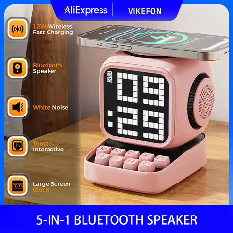 DIY Bluetooth Speaker Player LED Display White Noise Player Musical Rhythm with 15W Magnetic Wireles