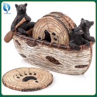 [yingchuanshui.my] Lack Bear  Decorations Bear Coasters Set of 6 Full Size, Rustic Lodge Decor for t