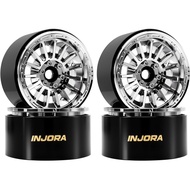 INJORA 2.2" Beadlock Wheels Offset 0mm Brass & Aluminum Rim for 1/10 RC Crawlers, W2259(Chrome)
