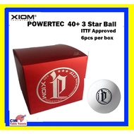 Xiom Powertec BALL ITTF Approved 40+ 3 Star Table Tennis Ball (6 Pcs Per Box ) bola ping pong