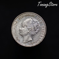 Uang Kuno Koin Perak Belanda 1 Gulden Wilhelmina Tahun 1939 -B
