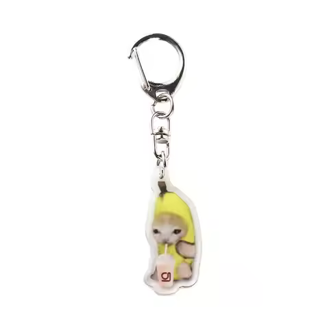 Banana Cat Happy Banana Cat Keychain Pendant Keyrings Banana Cat Mobile Phone Chain Backpack Charm C