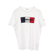 【二手，A級】 MONCLER Logo T卹，白色純棉T卹，男士
