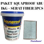 Paket Aquaproof Cat Pelapis Anti Bocor Warna Abu-abu 1kg + Serat Fiber 5pcs - Paket Aquaproof Abu-ab