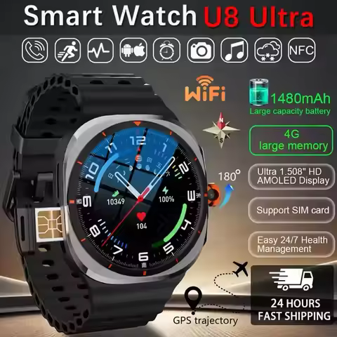 New Watch Ultra 8 4/5G Call Smart Watch 480*480 HD Screen SmartWatch Heart rate Camera NFC GPS Compa