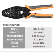 IWISS IWS-1442L Micro Connector Crimper Plier for Crimping AWG30-14 Open-barrel and Connectors from 