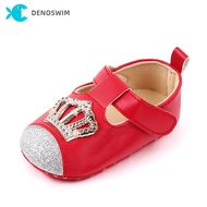 Crown Shining Giày Cho Bé Gái Sơ Sinh Giày Bé Gái Sơ Sinh Có Nơ Giày Tập Đi Đế Mềm Bằng Da PU Có Nơ