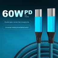 PD60W Fast Charging Tpye C Cable Nylon Bradied USB C to USB C Cable compatible for Phone/Pad