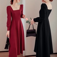 Large Size Dress Narrow Waist Long Sleeve High One Piece M-4XL Medium Annual Meeting Tail Teeth Hepb