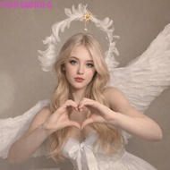 YONGWANG66HR Feather Glory Crown Headband, Dress Up Props Double Layer Virgin Mary Queen Tiara, Vint