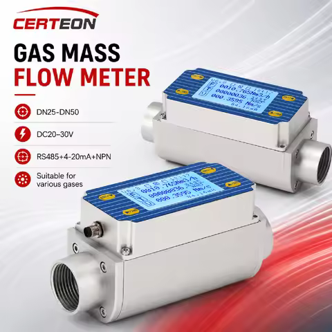 Gas Mass Flow Meter Thermal Mass Flow Meter RS485 LED Display for Oxygen Hydrogen Helium Argon Metha