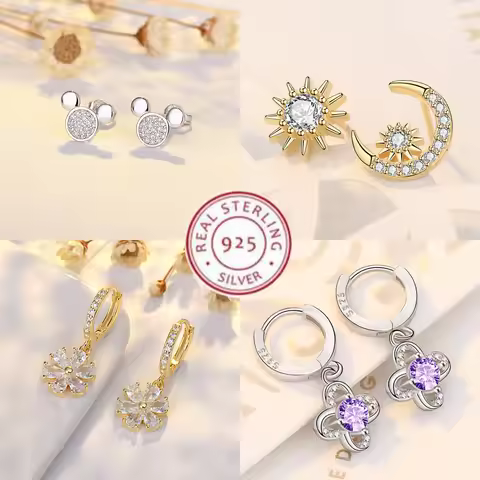 925 Sterling Silver Star Stud Earrings AAA Zircon High Quality For Women Earring Wedding Fine Jewelr