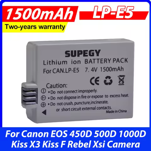 1Pcs 1500mAh 7.4V LP-E5 LPE5 LP E5 Camera Battery for Canon EOS 450D 500D 1000D Kiss X3 Kiss F Rebel