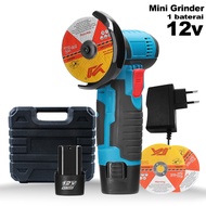 Mesin Gerinda Mini Cordless Angle Grinder Gerinda Tangan Electrik 12 V 1 Baterai 2 Baterai