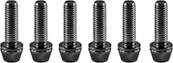 Bokwin 6Pcs Titanium Ti Allen Hex Bike Stem Bolt M5 x 18mm Tapered Washer Head Bike Stems for Mountain Bicycle (Black)