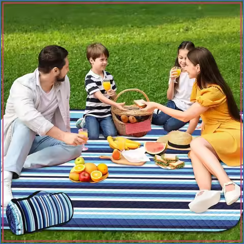 Large Waterproof Picnic Blanket, 79x59 Inches, Sandproof for Beach, Camping, Park, Travel, Concert