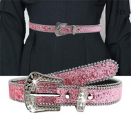 NEX Subculture Adjustable Rhinestone Belt Woman Harajuku Full Sequins Waist Belts Cowgirl Y2k Girls 