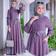 Safira Putri Dress/Gamis Model Terbaru/Bahan Crinkle Airflow/Motif Tali Pinggang/Gamis  Wanita Musli