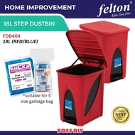FELTON 18L Plastic Step Dustbin / Office Dustbin / Home Dustbin / Bathroom Dustbin FDB464