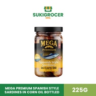Mega Premium Spanish Style Sardines in Corn Oil Bottled 225g
