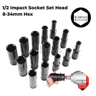 1/2" Drive Impact Deep Socket 8-34mm x 78mm Length Extra Long Hex Box Sockets for Air Electric & Man