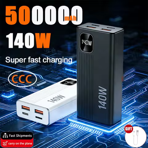 500000mAh 140W Power Bank Super Fast Charging Powerbank Portable External Battery Charger For Xiaomi