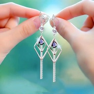 999 Sterling Silver Anti-allergic Earrings Women's Temperament Versatile Korean Style Personalized L