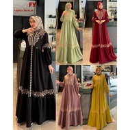 [ Nitaranz ] Fayola Dress Original Fayola Fashion Crinkle Embody Embroidery / Maxi Dress Contemporar