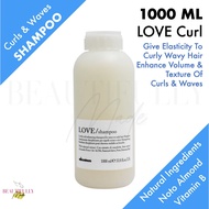 Davines Essential Haircare LOVE Curl Shampoo 1000ml - Creamy Shampoo To Give Elasticity To Curly Or 
