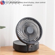 MYROE Folding Cooling Fan, Low Noise with LED Light Wall Mounted Fan,  Electric USB Rechargeable 3 Speeds Table Fan Home