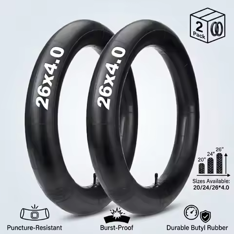 2PCS Fat Bike Inner Tube 20x4.0 24x4.0 26x4.0 Rubber Bicycle Tyres Tubes for Snow Beach Cruiser Moun