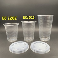 EC 12oz / 16oz PP Cup with flat lid (100pcs+-) READY STOK A12C / A16C -360ml / 500ml Cawan Plastik A