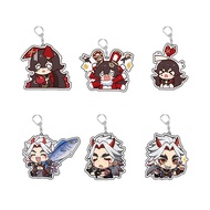 Cute Genshin Impact Acrylic Anime Key Chain Ring Aether Figure Tartaglia Ayaka Xiao Figurine Double Side Printing Coated Custom Keychain