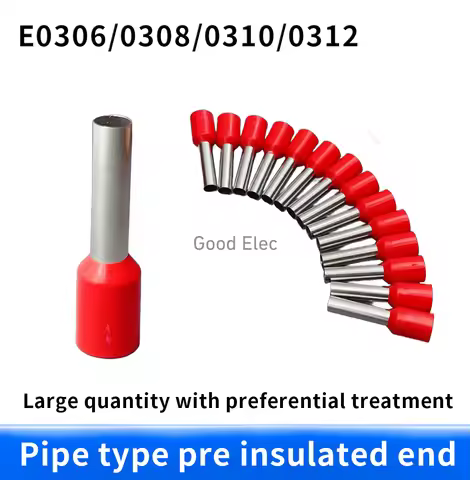 100pcs/Pack E0306 E0308 E0310 Insulated Ferrules Terminal Block Cord End Wire Connector Electrical C