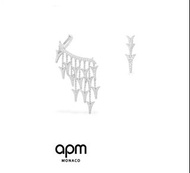【香港現貨】APM Monaco 不對稱流蘇龍尾耳環 女款水鑽耳骨夾耳釘 個性時尚百搭耳飾 全新正品 hl77a20