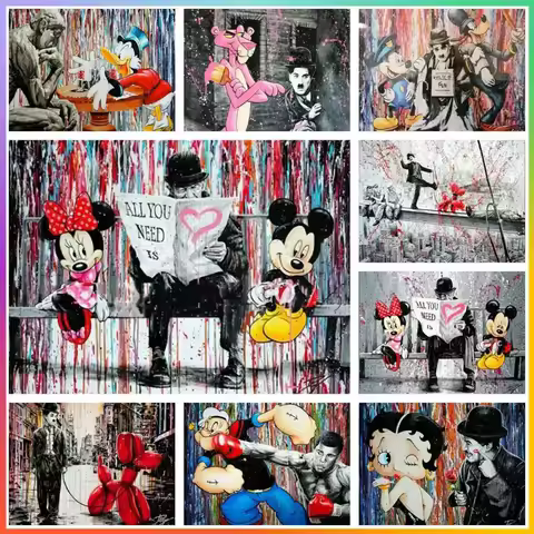 Mickey Mouse Anime Disney Diamond Painting Cross Stitch Drawing Mosaic Embroidery Home Decor 5D DIY 