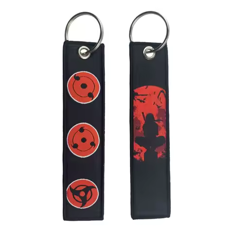 NARUTO Cartoon Keychain for Motorcycle Manga Anime Key Chain Cars Key Tag Embroidery Key Sasuke Kaka