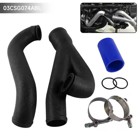 Wrinkle Black 2" Aluminum Upgrade Pipe Kit Turbo Outlet Charge For BMW N54 E90 E92 E93 335i/335xi/33